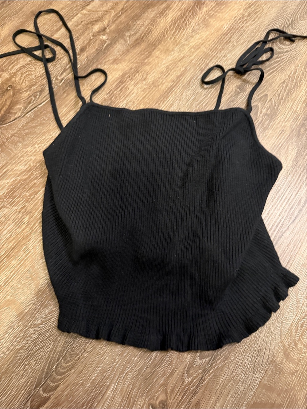 Abercrombie & Fitch Black Ribbed Tie-Strap Cami